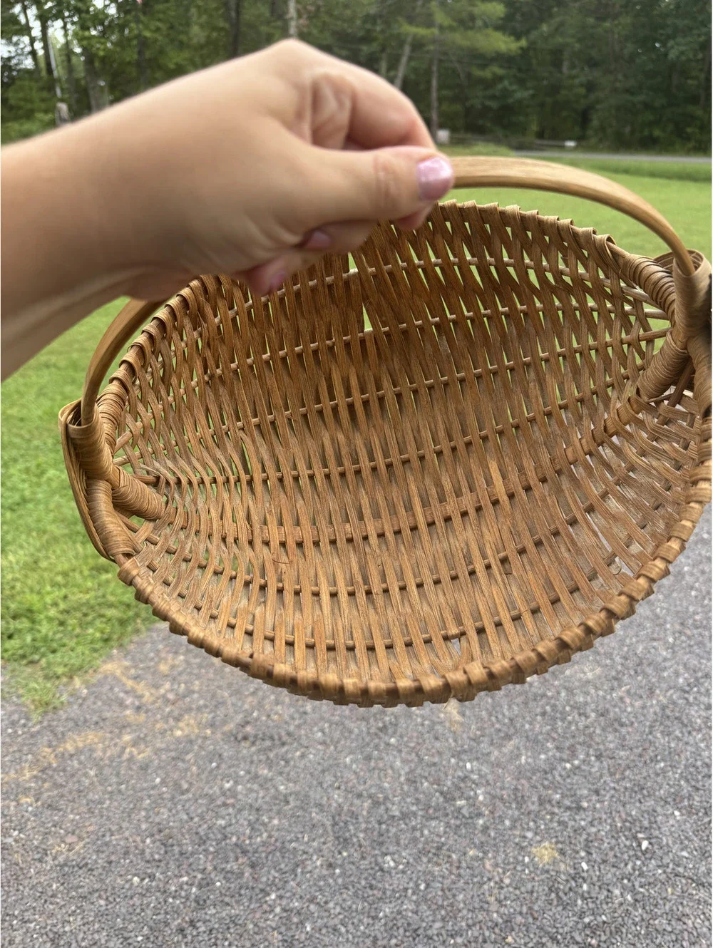 Vintage Handwoven Natural Wicker Basket with Handle